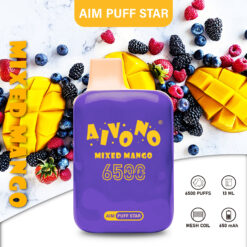 AIM Puff Star 6500 Puffs Disposable Vape – 13ml, 650mAh Rechargeable, 1.2Ω Mesh Coil, Type-C Charging
