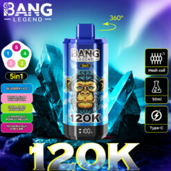 BANG 120000 Puffs Disposable Vape – 6-in-1 Flavors, 40ml, Rechargeable, Type-C, Mesh Coil1
