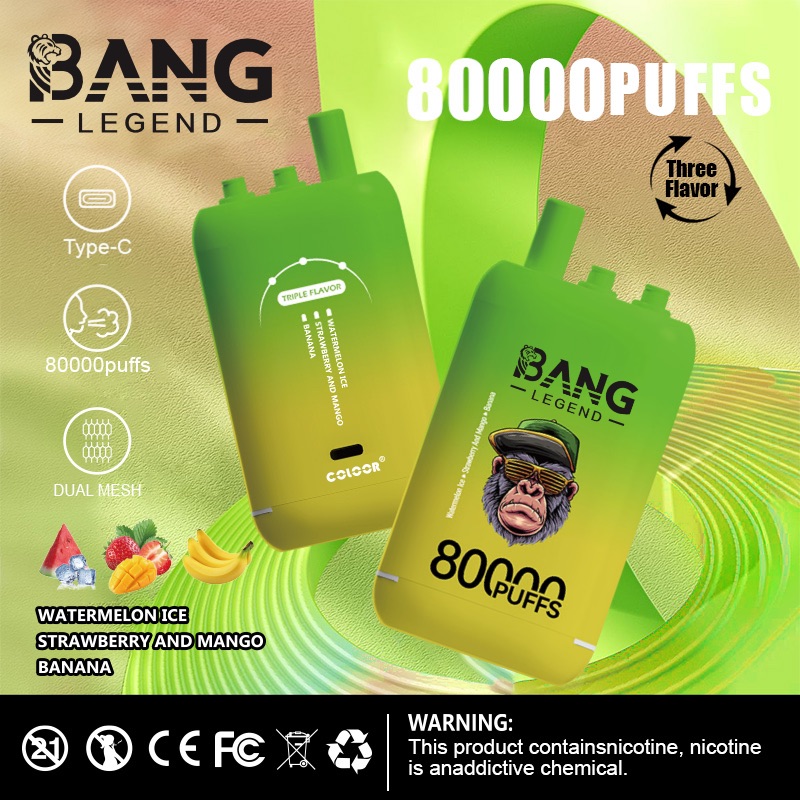 BANG 80000 Puffs Disposable Vape – 550mAh, Type-C Rechargeable, 6 Flavors, Compact Size1