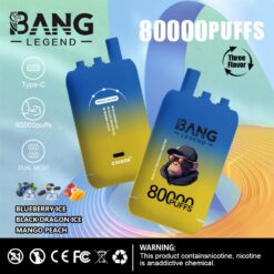 BANG 80000 Puffs Disposable Vape – 550mAh, Type-C Rechargeable, 6 Flavors, Compact Size1