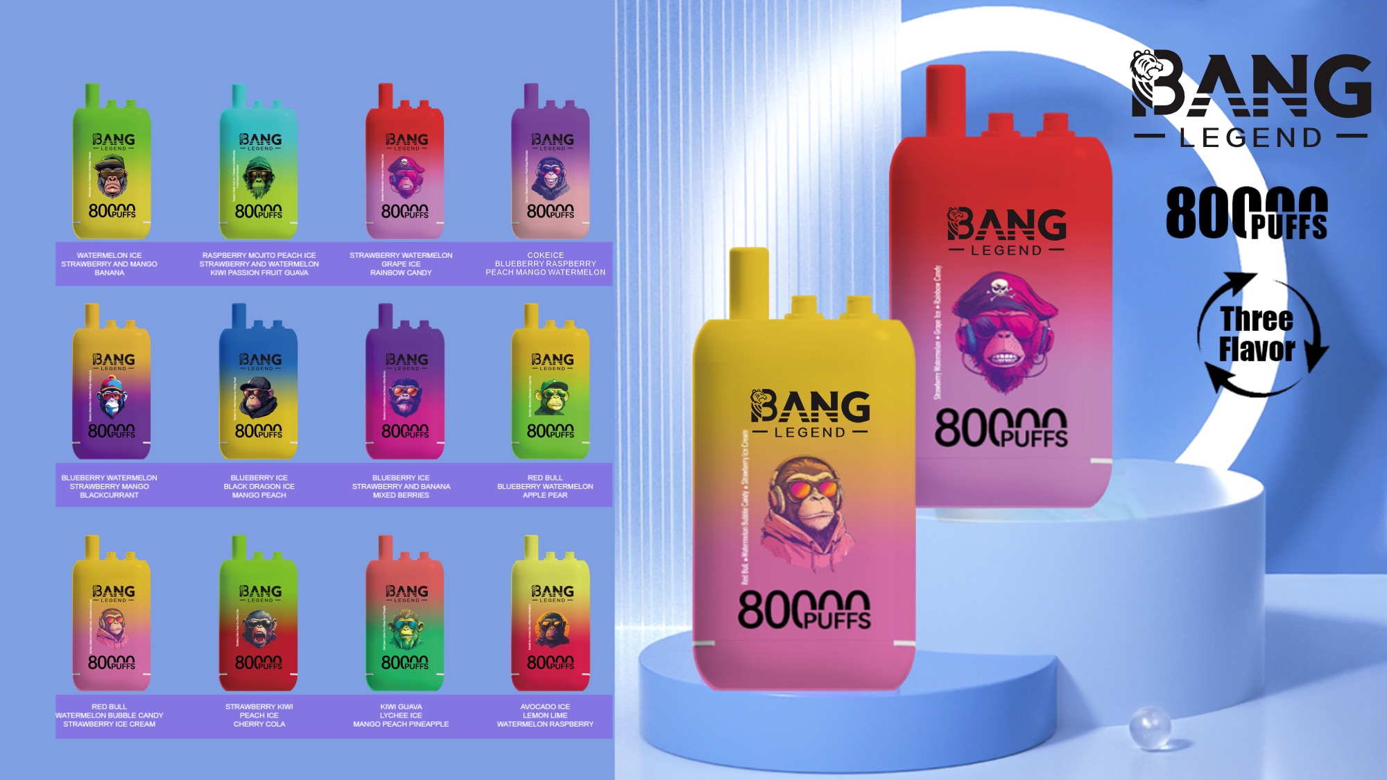 BANG 80000 Puffs Disposable Vape – 550mAh, Type-C Rechargeable, 6 Flavors, Compact Size1