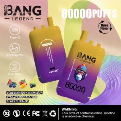BANG 80000 Puffs Disposable Vape – 550mAh, Type-C Rechargeable, 6 Flavors, Compact Size1