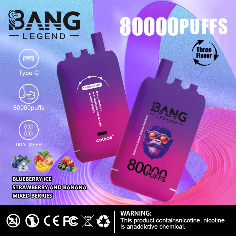 BANG 80000 Puffs Disposable Vape – 550mAh, Type-C Rechargeable, 6 Flavors, Compact Size1