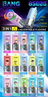 BANG 85000 Puffs Disposable Vape – 3-in-1 Adjustable Flavors, 850mAh, Type-C, Mesh Coil1