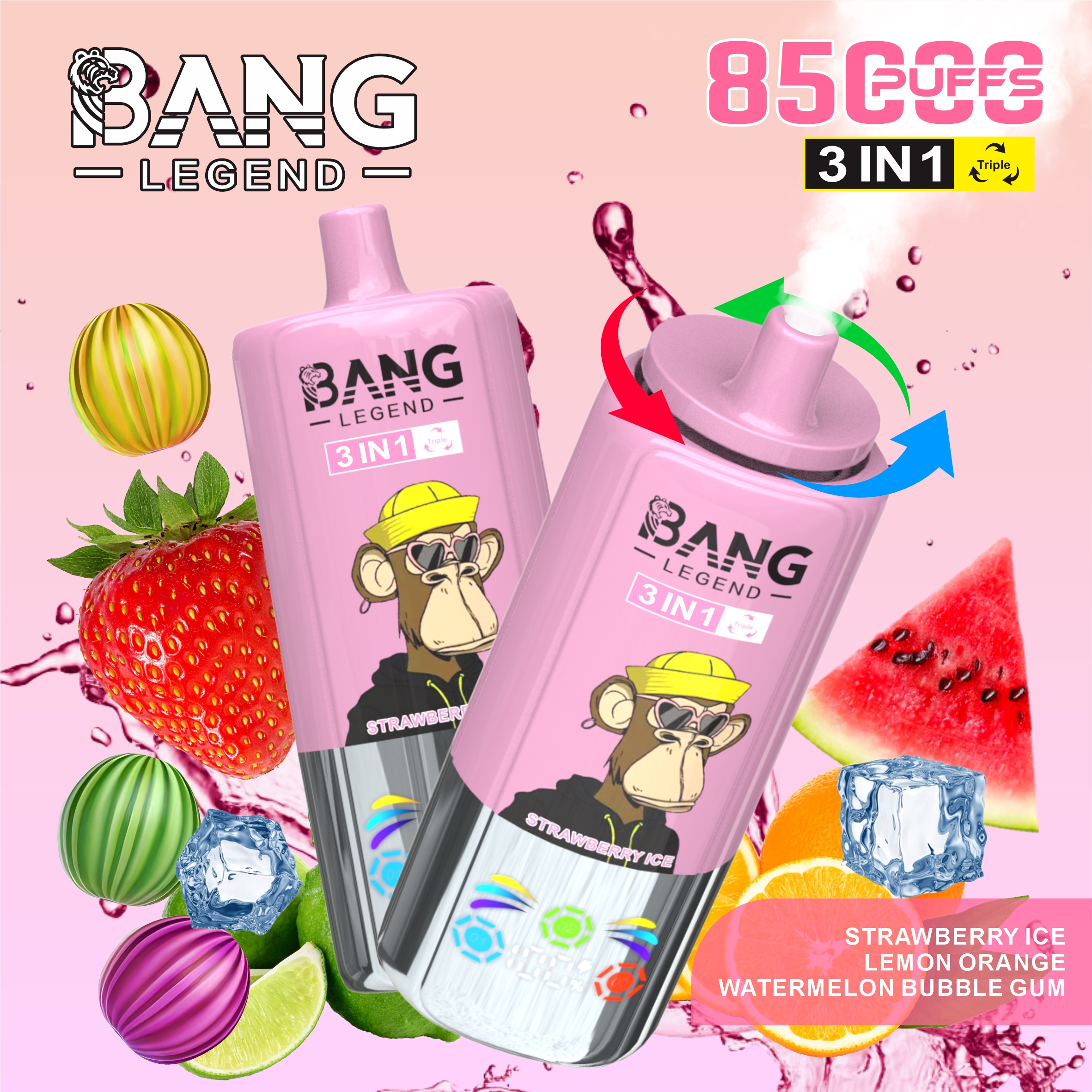 BANG 85000 Puffs Disposable Vape – 3-in-1 Adjustable Flavors, 850mAh, Type-C, Mesh Coil1