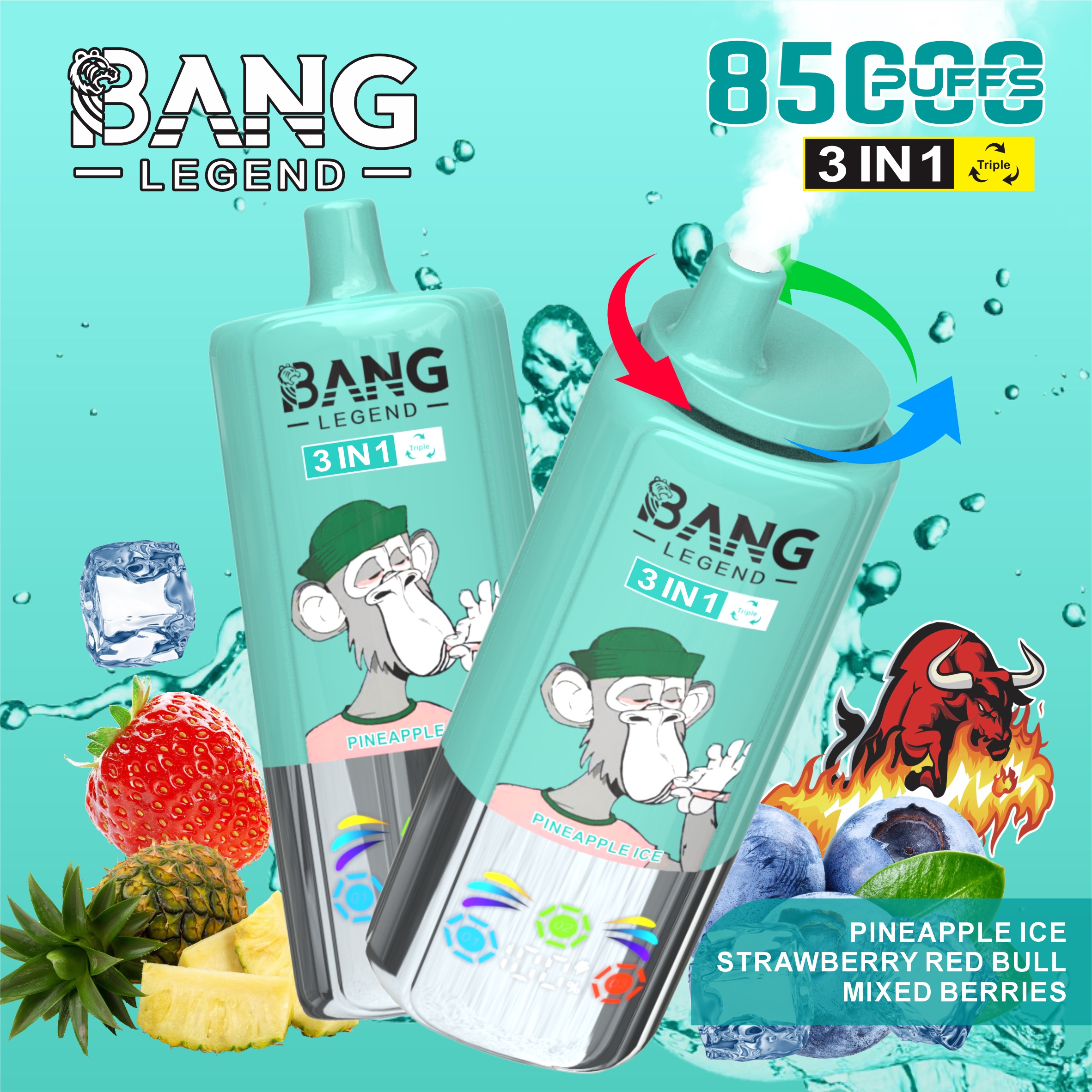 BANG 85000 Puffs Disposable Vape – 3-in-1 Adjustable Flavors, 850mAh, Type-C, Mesh Coil1