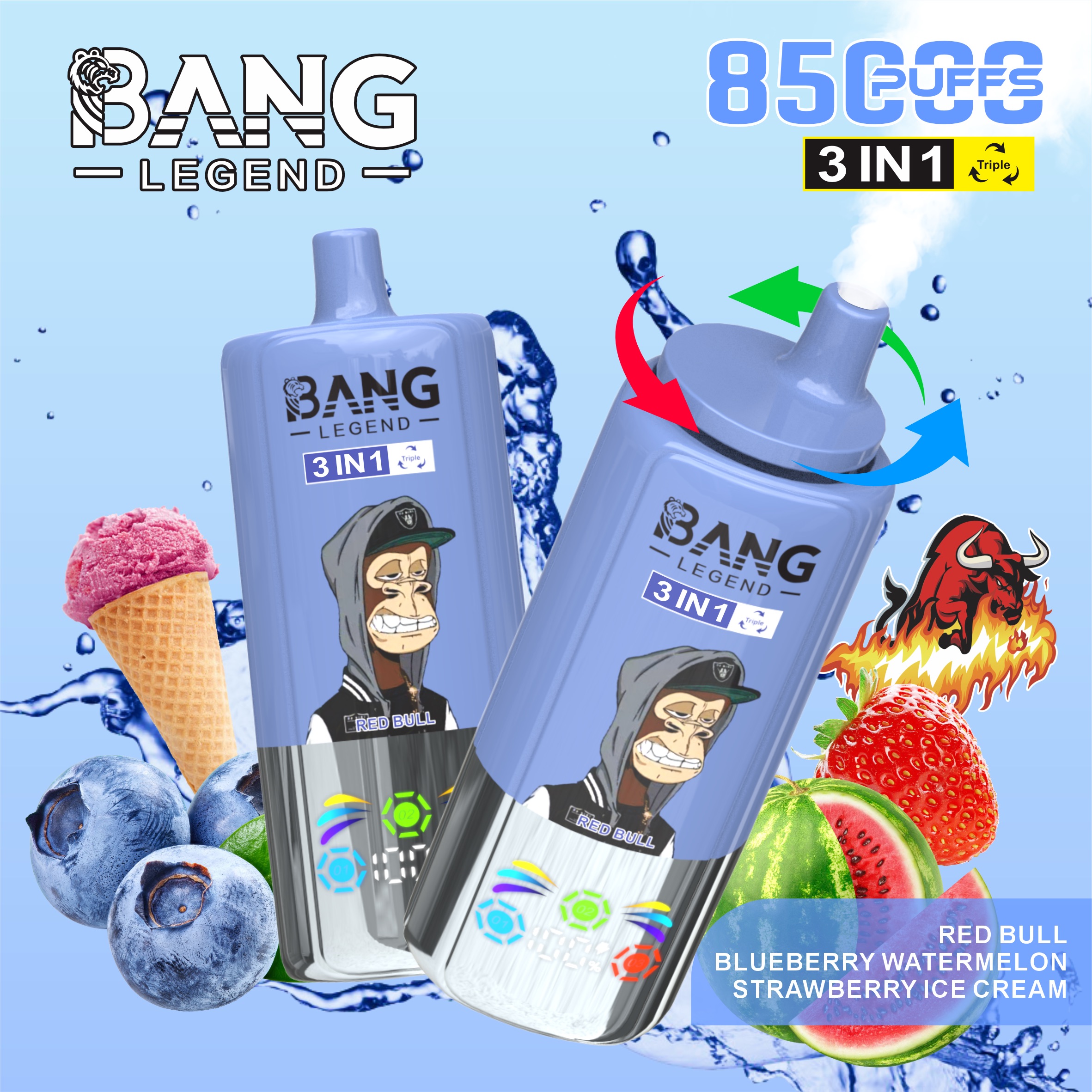 BANG 85000 Puffs Disposable Vape – 3-in-1 Adjustable Flavors, 850mAh, Type-C, Mesh Coil1