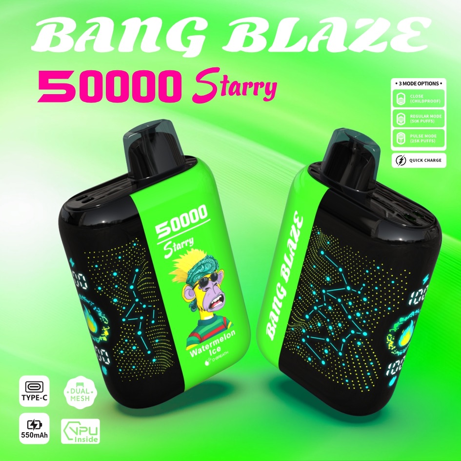 BANG BLAZE 50000 Puffs Disposable Vape – 550mAh, Type-C Charging, 12 Flavors, Compact & Bold1