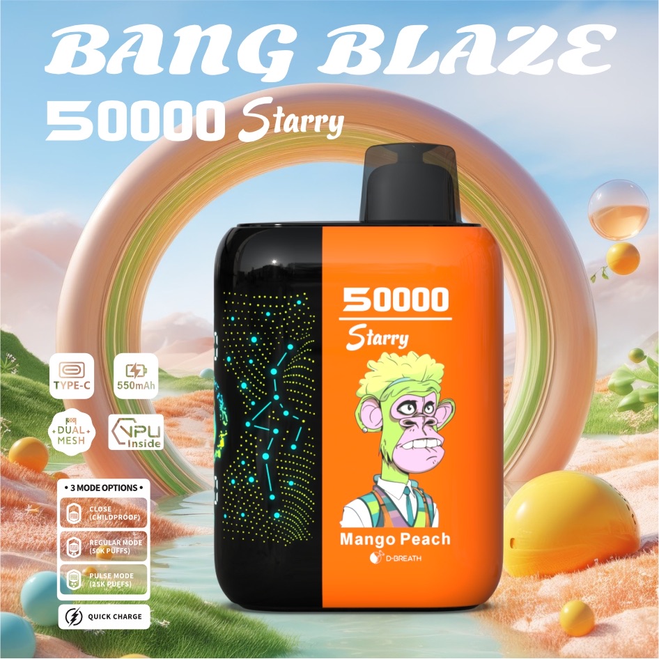 BANG BLAZE 50000 Puffs Disposable Vape – 550mAh, Type-C Charging, 12 Flavors, Compact & Bold1