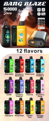 BANG BLAZE 50000 Puffs Disposable Vape – 550mAh, Type-C Charging, 12 Flavors, Compact & Bold1