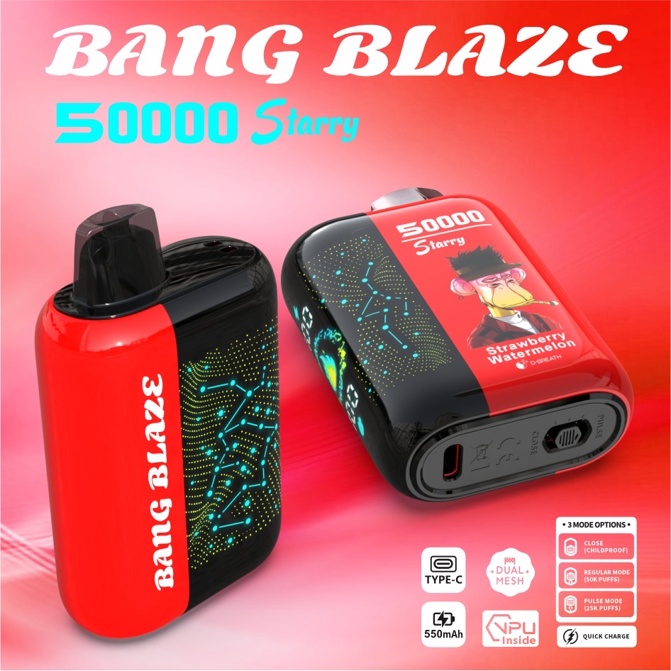 BANG BLAZE 50000 Puffs Disposable Vape – 550mAh, Type-C Charging, 12 Flavors, Compact & Bold1