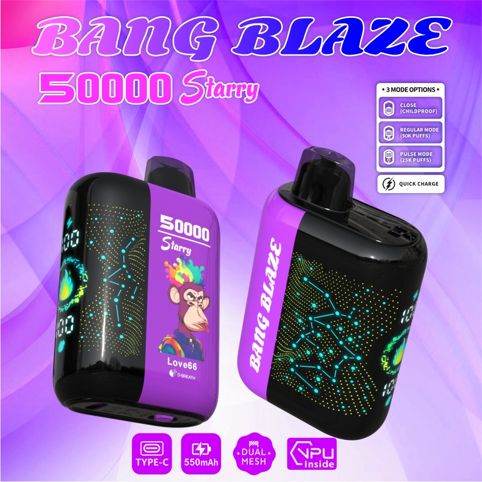 BANG BLAZE 50000 Puffs Disposable Vape – 550mAh, Type-C Charging, 12 Flavors, Compact & Bold1