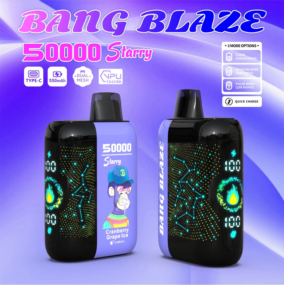 BANG BLAZE 50000 Puffs Disposable Vape – 550mAh, Type-C Charging, 12 Flavors, Compact & Bold1