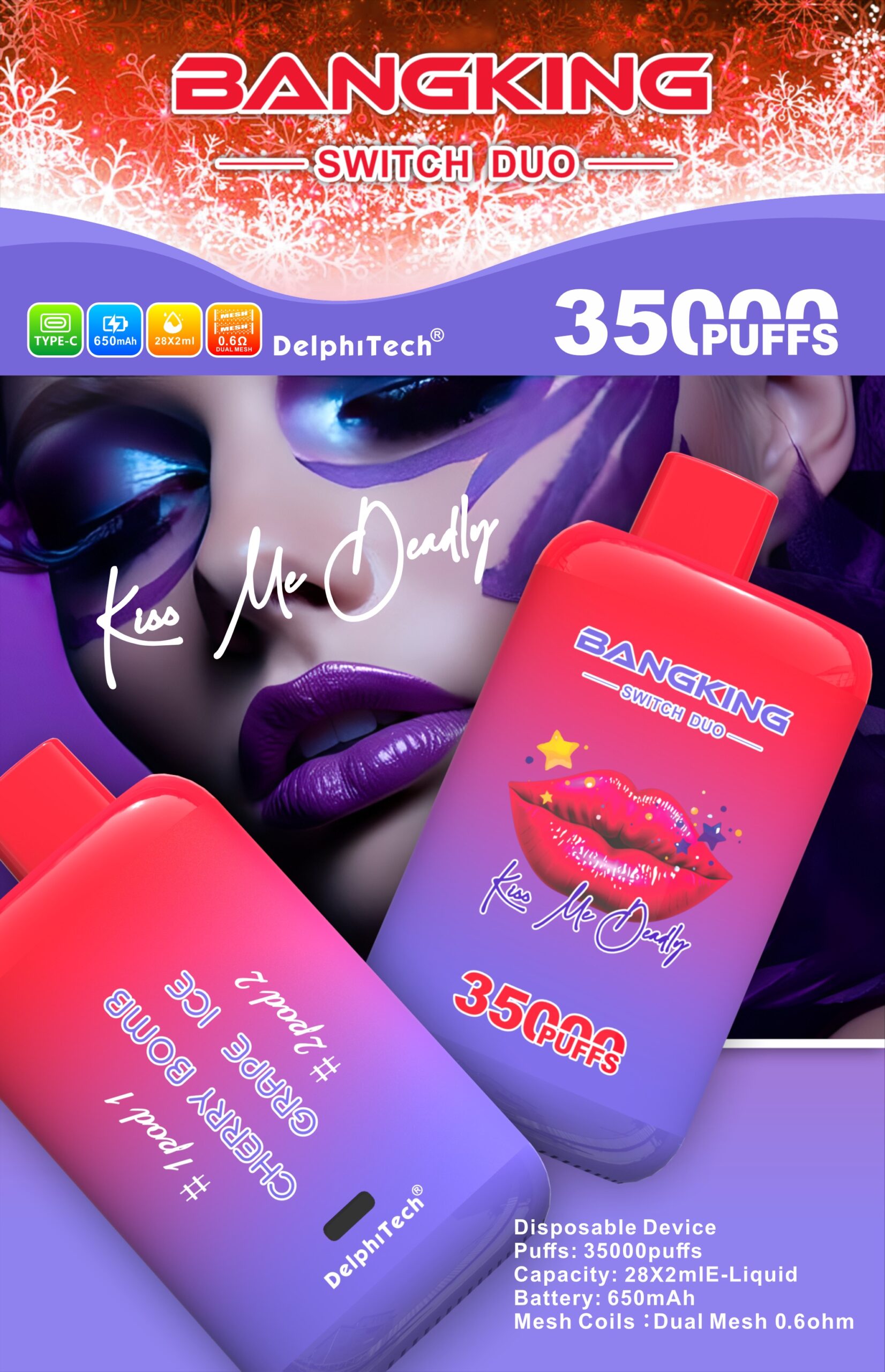 BANG KING 35000 Puffs Disposable Vape – Dual Mesh Coil, Type-C, 650mAh, 12 Flavors1