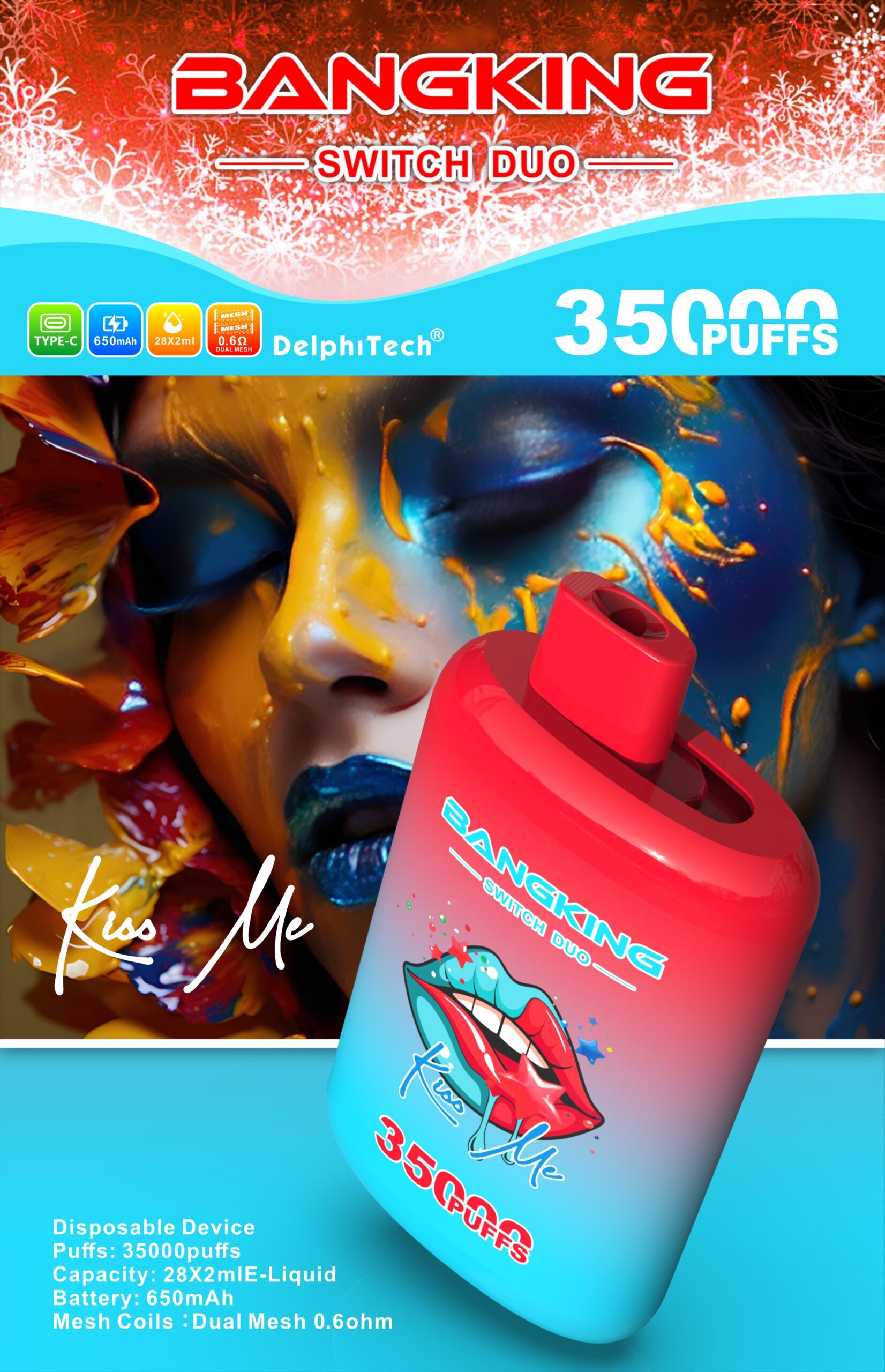 BANG KING 35000 Puffs Disposable Vape – Dual Mesh Coil, Type-C, 650mAh, 12 Flavors1