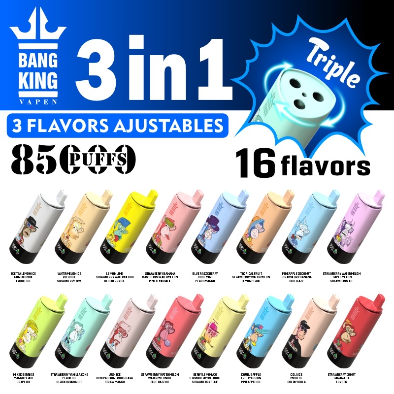 BANG KING 85000 Puffs Disposable Vape – 3-in-1, 63ml, Type-C, Mesh Coil, 600mAh Battery1
