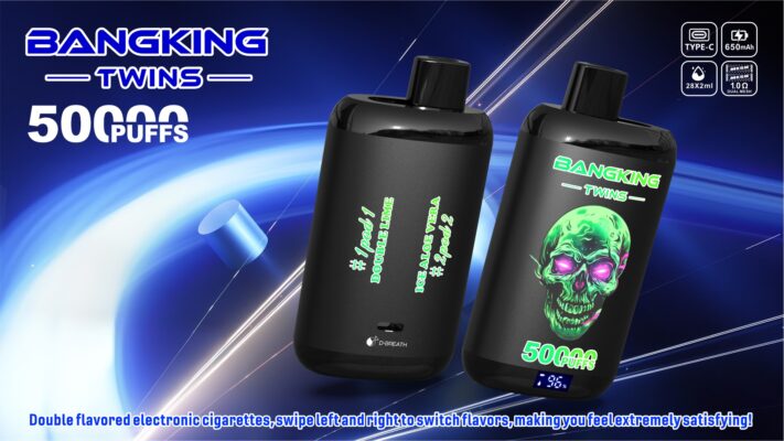 BANG KING TWINS 50000 Puffs Vape – Dual Mesh Coil, Type-C, 12 Flavors, 650mAh Battery1