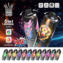 BANG LEGEND 150000 Puffs Disposable Vape – 6-in-1 Flavor, Mesh Coil, Type-C Rechargeable1