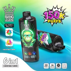 BANG LEGEND 150000 Puffs Disposable Vape – 6-in-1 Flavor, Mesh Coil, Type-C Rechargeable1