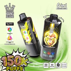 BANG LEGEND 150000 Puffs Disposable Vape – 6-in-1 Flavor, Mesh Coil, Type-C Rechargeable1