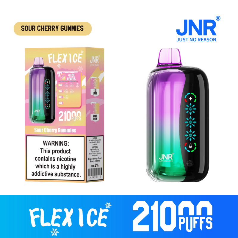 JNR Flex Ice 21000 Puffs Disposable Vape – 26ml, 1000mAh Rechargeable, Touch Screen, Adjustable Airflow & Ice, 1.2Ω Dual Mesh Coil, Type-C Charging