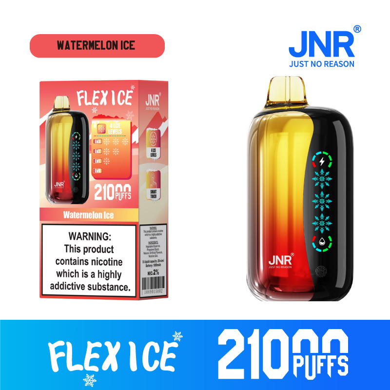 JNR Flex Ice 21000 Puffs Disposable Vape – 26ml, 1000mAh Rechargeable, Touch Screen, Adjustable Airflow & Ice, 1.2Ω Dual Mesh Coil, Type-C Charging
