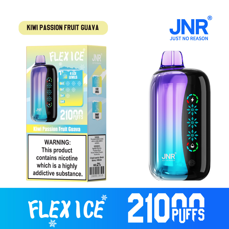 JNR Flex Ice 21000 Puffs Disposable Vape – 26ml, 1000mAh Rechargeable, Touch Screen, Adjustable Airflow & Ice, 1.2Ω Dual Mesh Coil, Type-C Charging