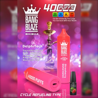 BANGBLAZE 40000 Puffs Disposable Vape BK40– 40mL, 1000mAh, Type-C Rechargeable
