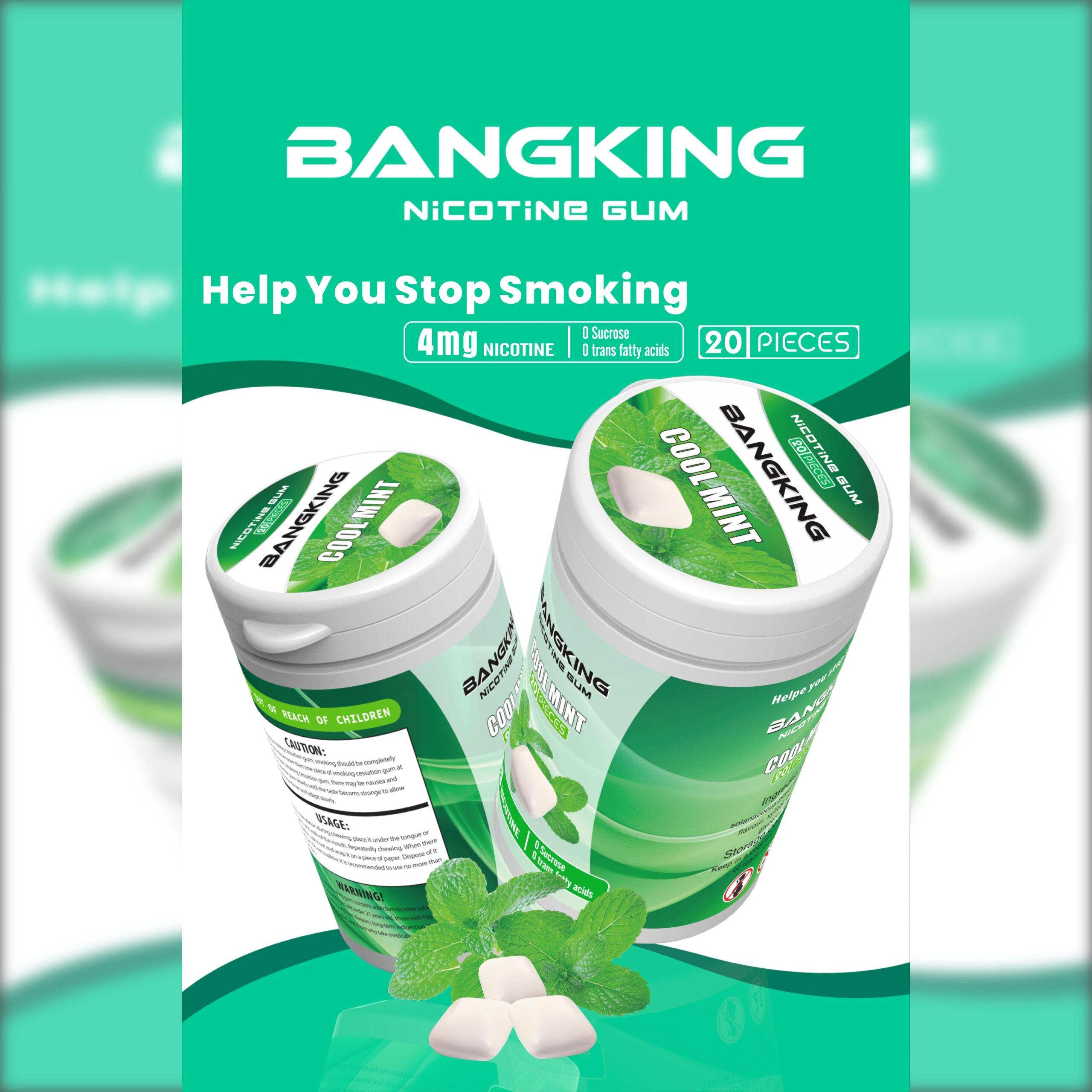 Bang King 4mg Nicotine Gum – 20 Chewing Pieces, Red Bull & Mint Flavors