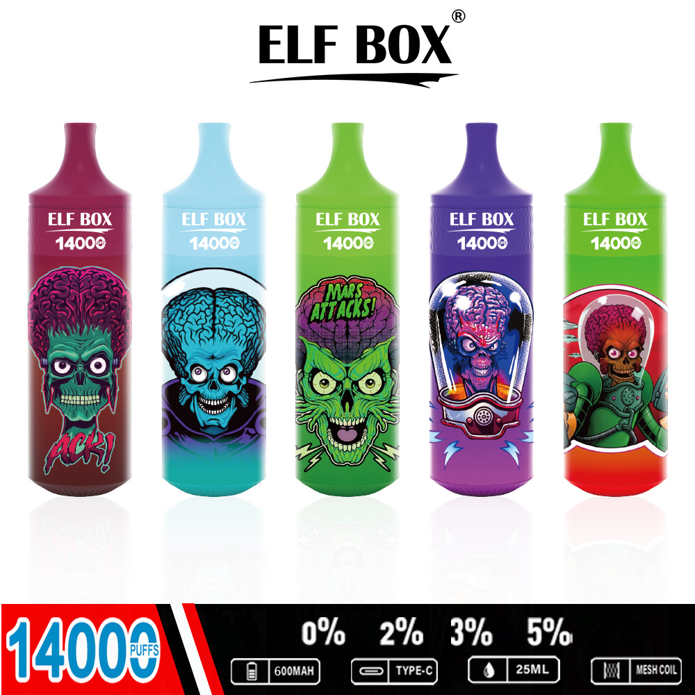 ELF BOX 14000 Puffs Disposable Vape – 25ml, 1.0Ω Mesh Coil, 18250 Battery, Type-C Rechargeable Disposable