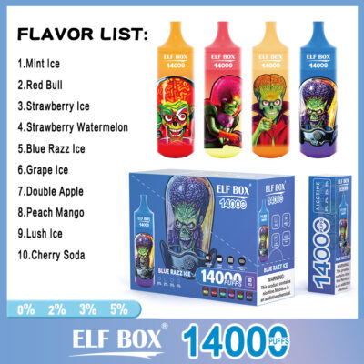 ELF BOX 14000 Puffs Disposable Vape – 25ml, 1.0Ω Mesh Coil, 18250 Battery, Type-C Rechargeable Disposable
