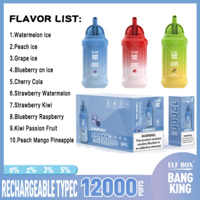 ELF BOX BK 12000 Puffs Disposable Vape – 23ml, 0.8Ω Mesh Coil, 650mAh Battery, Type-C Rechargeable1