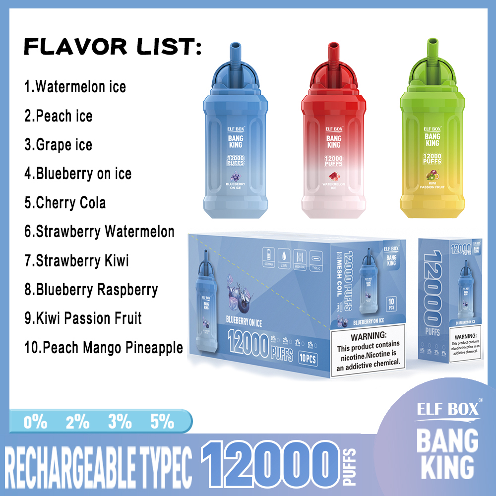 ELF BOX BK 12000 Puffs Disposable Vape – 23ml, 0.8Ω Mesh Coil, 650mAh Battery, Type-C Rechargeable1