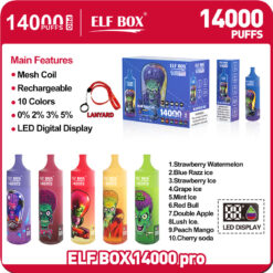 ELF BOX RGB 14000 Puffs Pro Disposable Vape – RGB Light, Mesh Coil, LED Display, Type-C Rechargeable