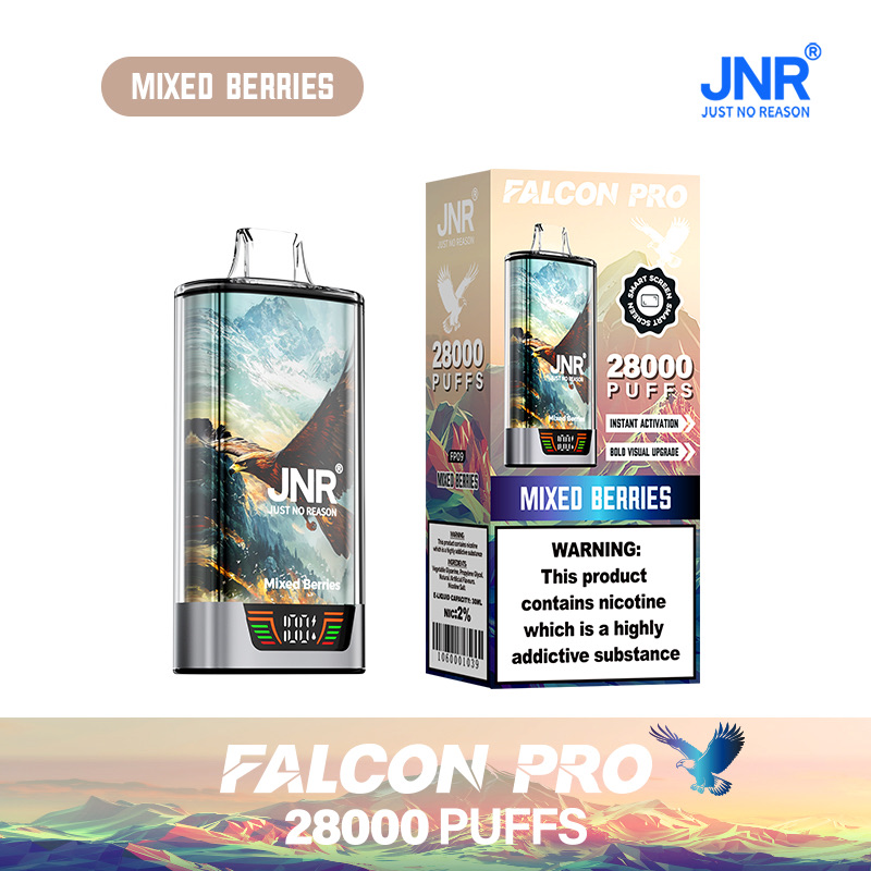 JNR Falcon Pro 28000 Puffs Disposable Vape – Rechargeable, Smart Screen, Dual Mesh Coil, Type-C Charging