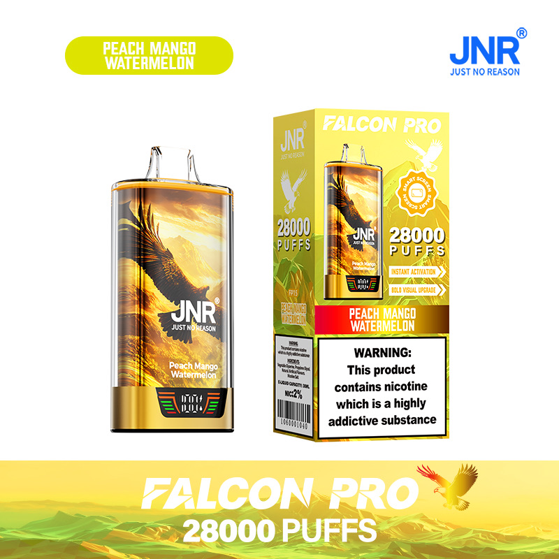 JNR Falcon Pro 28000 Puffs Disposable Vape – Rechargeable, Smart Screen, Dual Mesh Coil, Type-C Charging