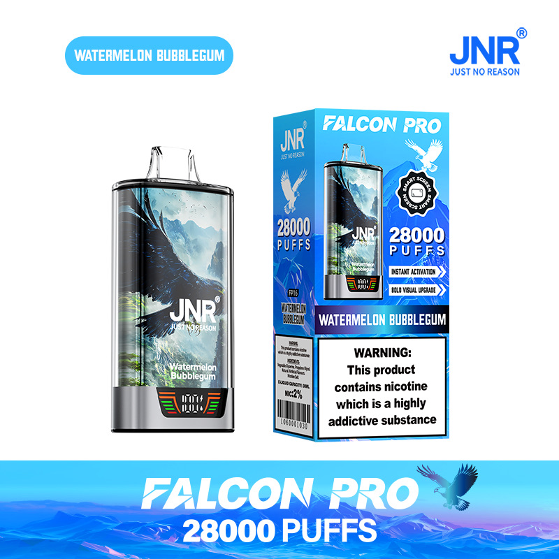 JNR Falcon Pro 28000 Puffs Disposable Vape – Rechargeable, Smart Screen, Dual Mesh Coil, Type-C Charging