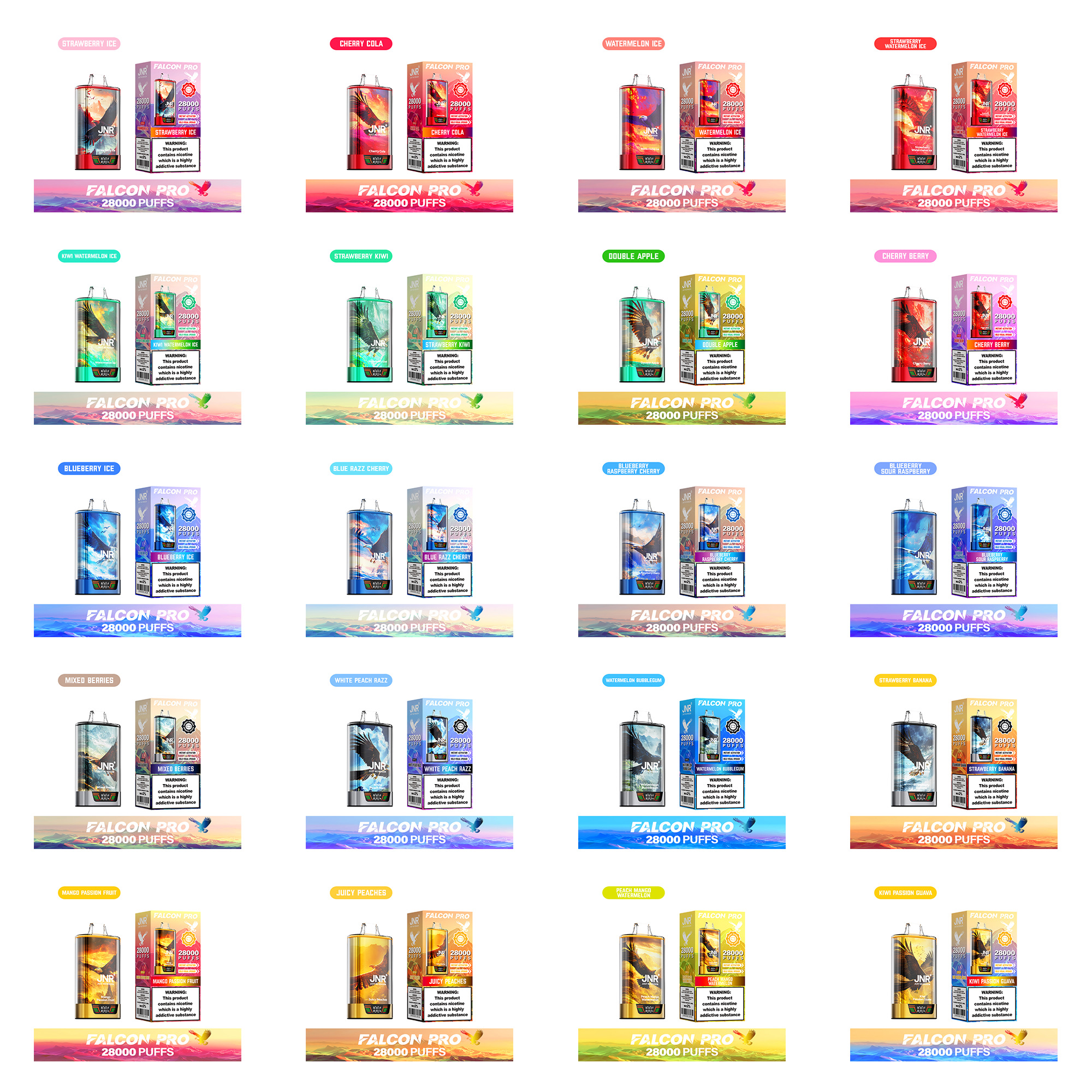 JNR Falcon Pro 28000 Puffs Disposable Vape – Rechargeable, Smart Screen, Dual Mesh Coil, Type-C Charging