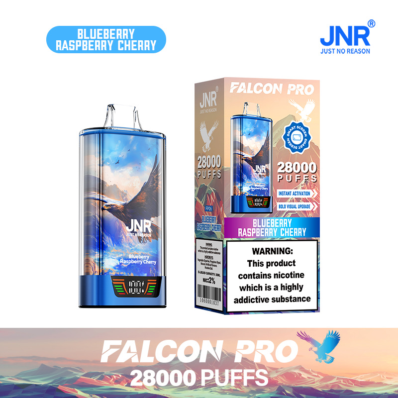 JNR Falcon Pro 28000 Puffs Disposable Vape – Rechargeable, Smart Screen, Dual Mesh Coil, Type-C Charging
