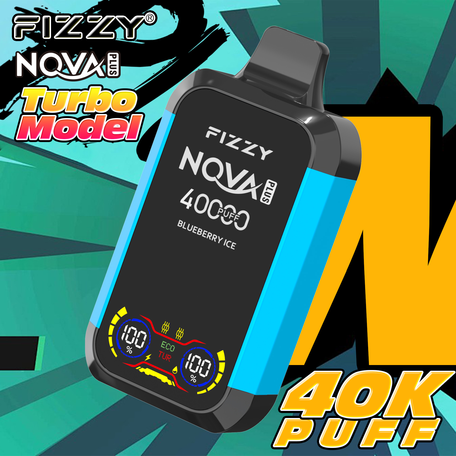 Nova Plus 40000 Puffs Disposable Vape – Mesh Coil, Adjustable Airflow, LED Display, Type-C Rechargeable