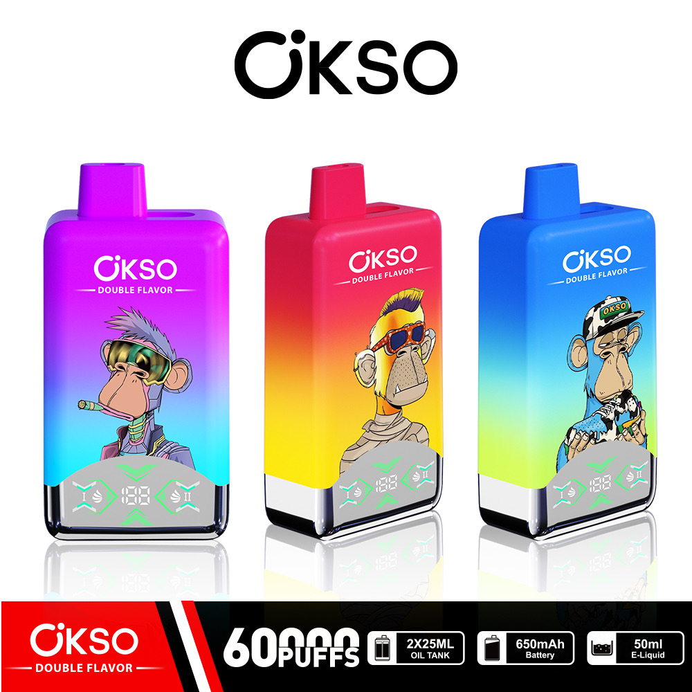 OKSO Double Flavor 60000 Puffs Disposable Vape – Dual 25ml Pods, Mesh Coil, LED Display