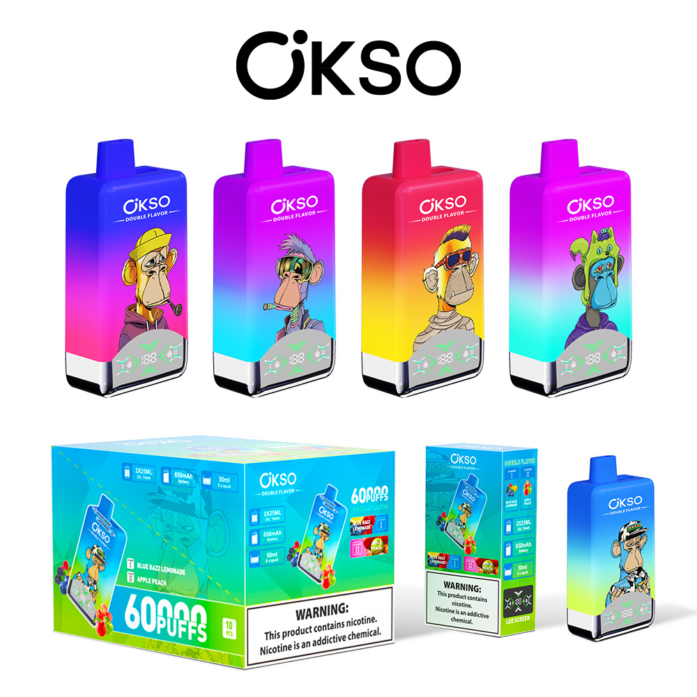 OKSO Double Flavor 60000 Puffs Disposable Vape – Dual 25ml Pods, Mesh Coil, LED Display