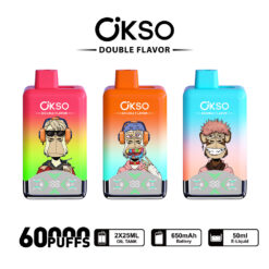 OKSO Double Flavor 60000 Puffs Disposable Vape – Dual 25ml Pods, Mesh Coil, LED Display