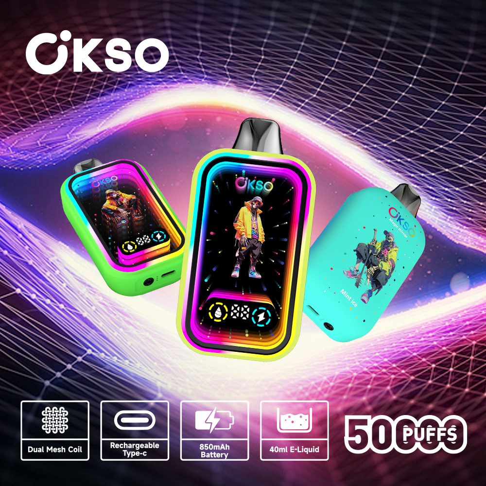 OKSO Magic Mirror 50,000 Puffs Disposable Vape – Dual Mesh Coil, RGB LED, Child Lock, Type-C Rechargeable