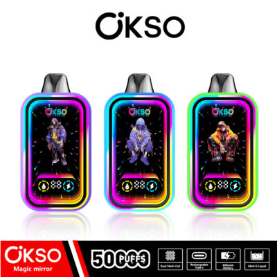 OKSO Magic Mirror 50,000 Puffs Disposable Vape – Dual Mesh Coil, RGB LED, Child Lock, Type-C Rechargeable