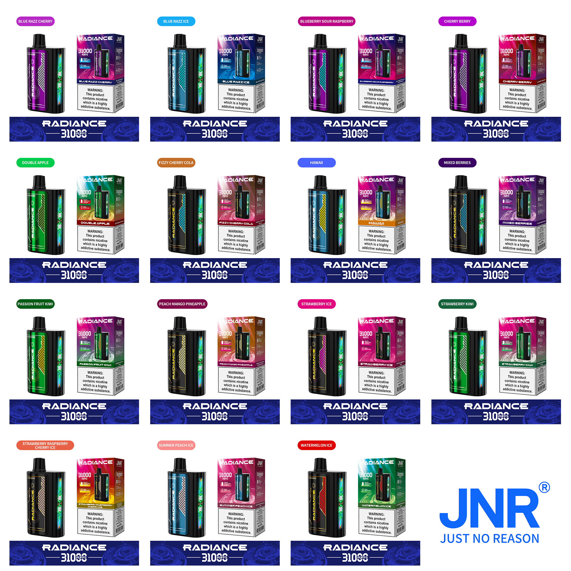 Radiance 31000 Puffs Disposable Vape – Dual Mesh Coil, 950mAh Rechargeable, Smart Animation Screen