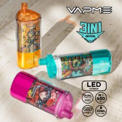 VAPME Crystal 30000 Puffs Disposable Vape – 3-in-1 Flavor, 30ml, 650mAh, Mesh Coil, Type-C Rechargeable
