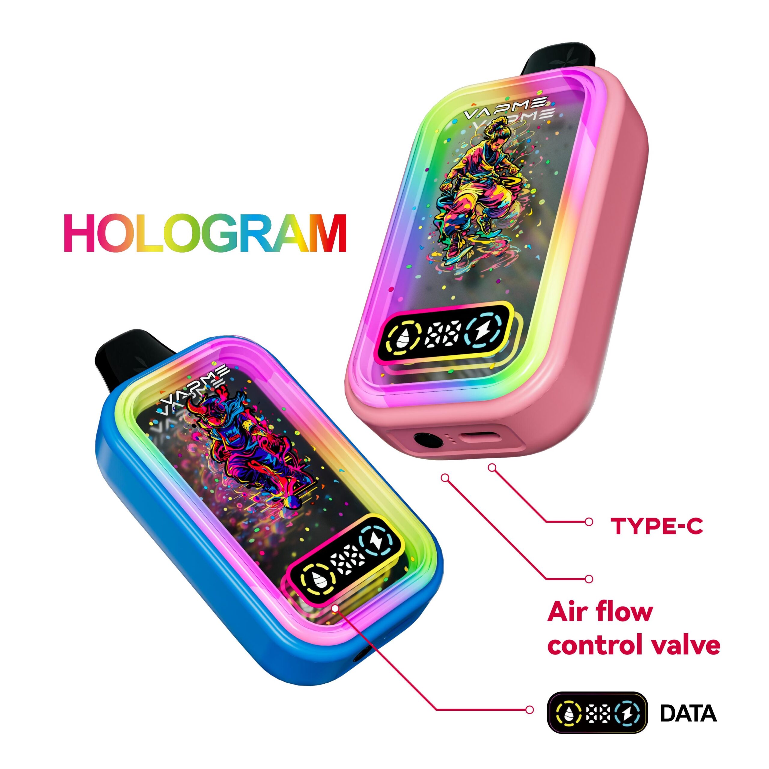 VAPME Digital 30000 Puffs Disposable Vape – 20ml, 850mAh, Mesh Coil, RGB Screen, Rechargeable