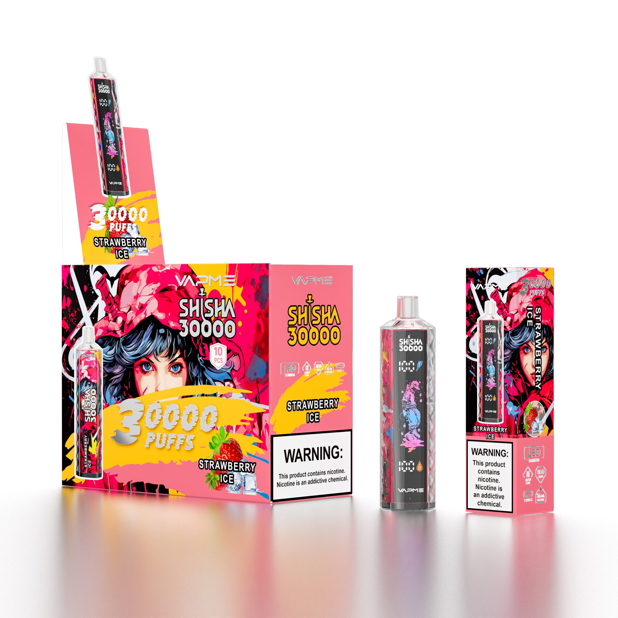 VAPME SHISHA 30000 Puffs Disposable Vape – 36ml Capacity, 800mAh Battery, 0.6Ω Mesh Coil, Type-C Port, DTL Vape