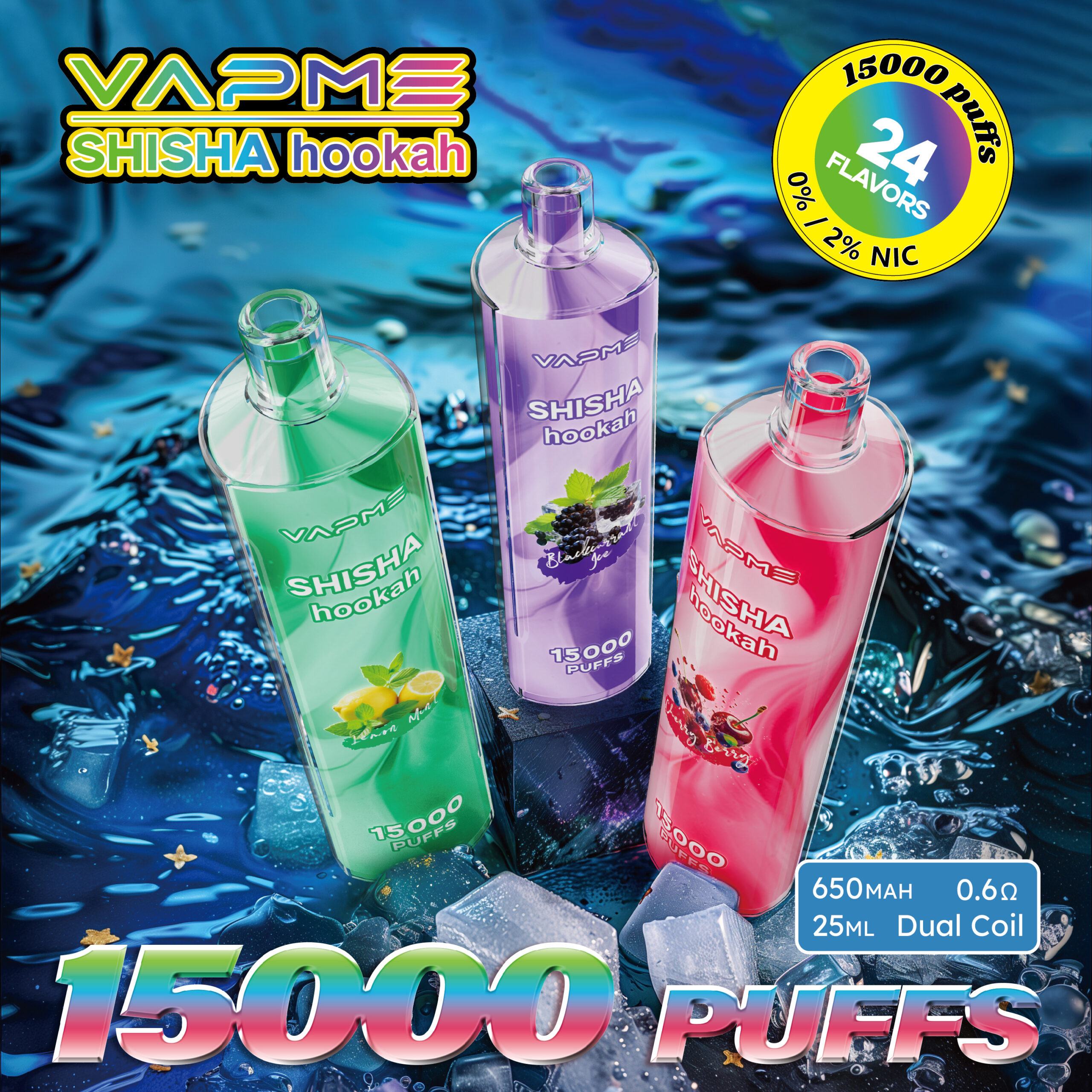 VAPME Shisha 15000 Disposable Vape | 25ml, Type-C, DTL, Mesh Coil, 15K Puffs
